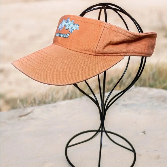 Y2K 2000s Vintage Hawaii Beachy Orange Sun Visor Hat - Picture 3 of 8